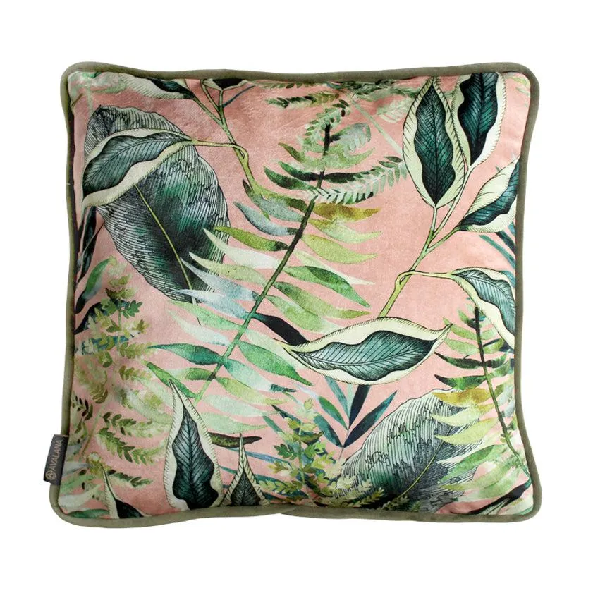 Blush Tropics Velvet Cushion - Avalana Design