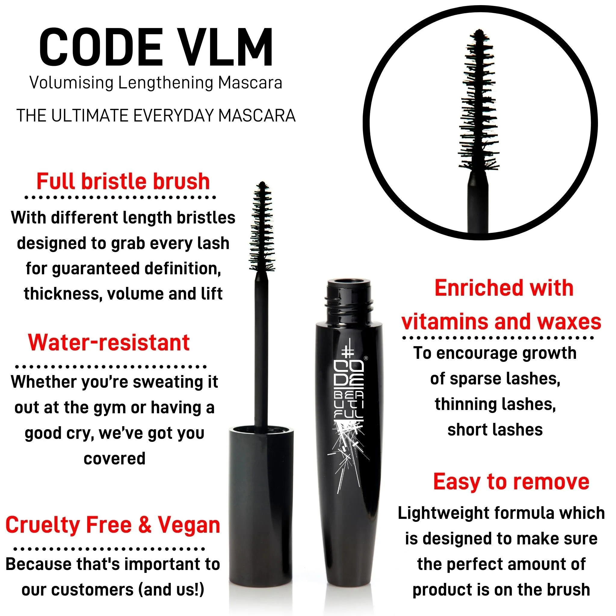 CODE VLM Volumising Lengthening Mascara