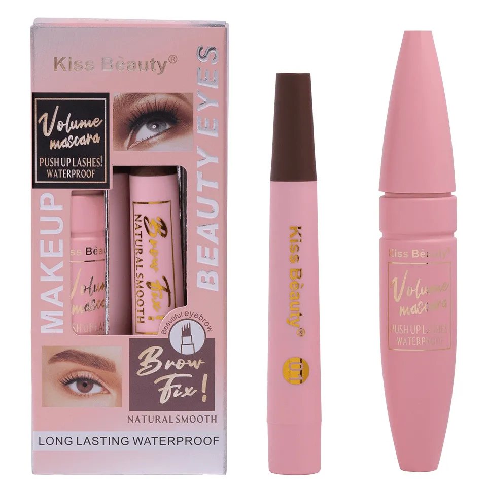 Kiss Beauty 2 in 1 Volume Mascara & Eyebrow Pencil - 15ml   5ml