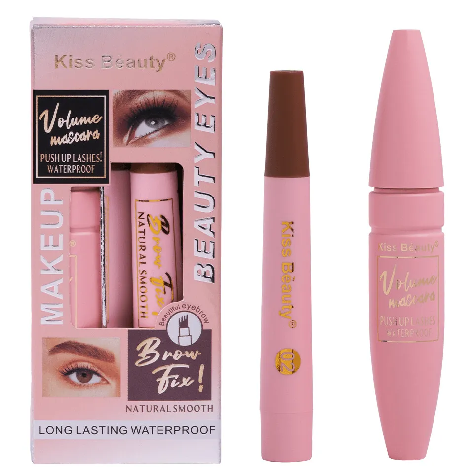 Kiss Beauty 2 in 1 Volume Mascara & Eyebrow Pencil - 15ml   5ml