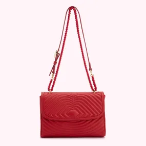 LULU RED LIP RIPPLE QUILTED LEATHER BROOKE CROSSBODY BAG