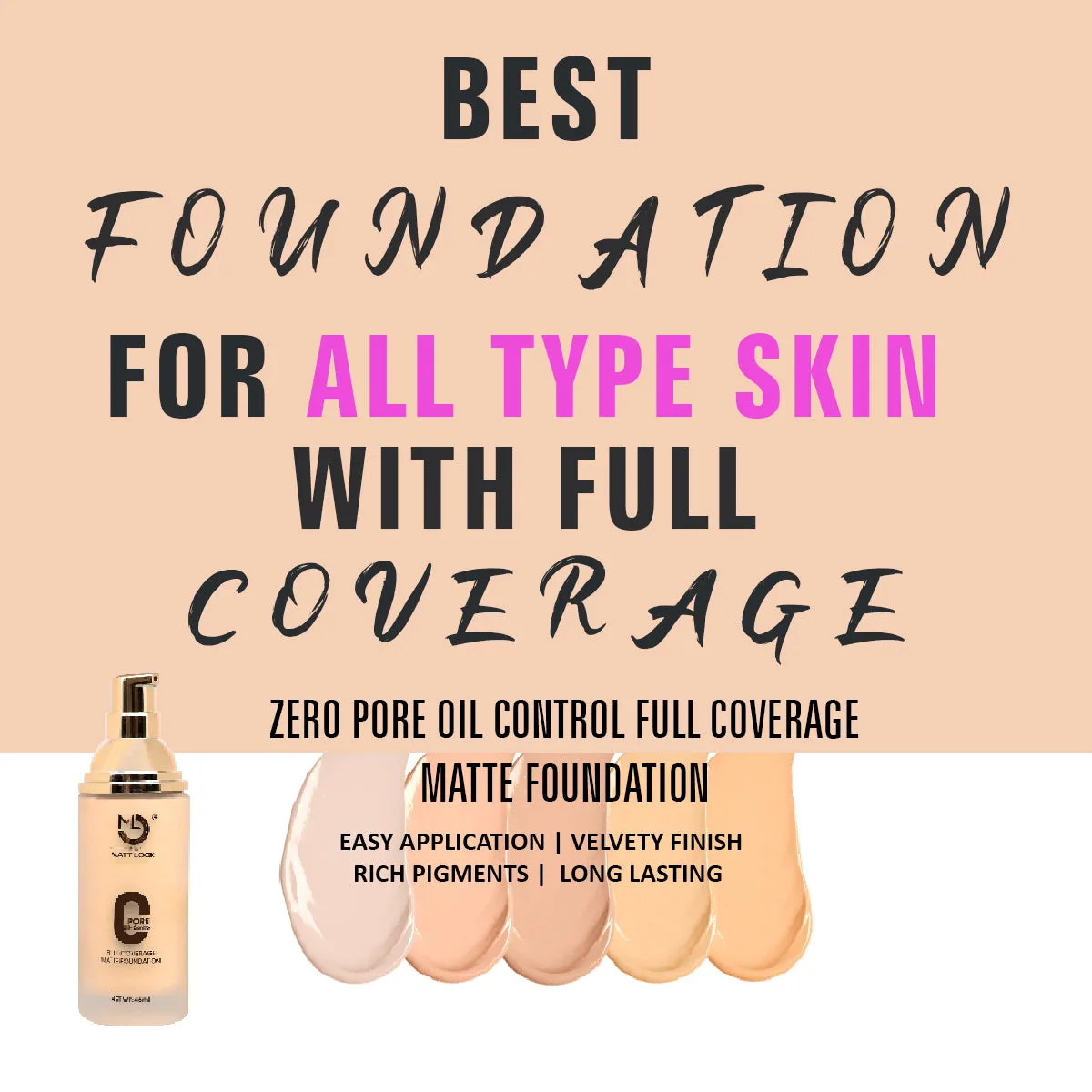 Mattlook Zero Pore Oil Control Full coverage Foundation