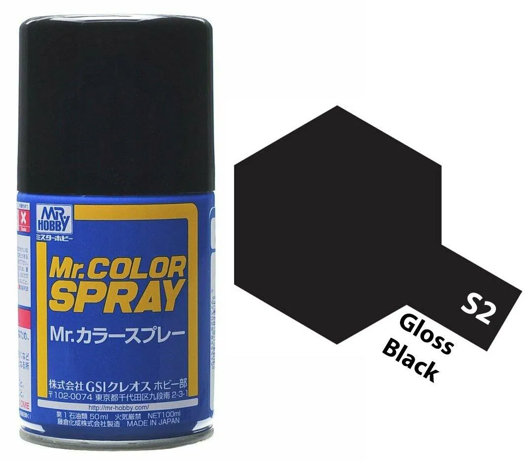 Mr. Hobby S2 Mr. Color Gloss Black Spray Paint 100ml