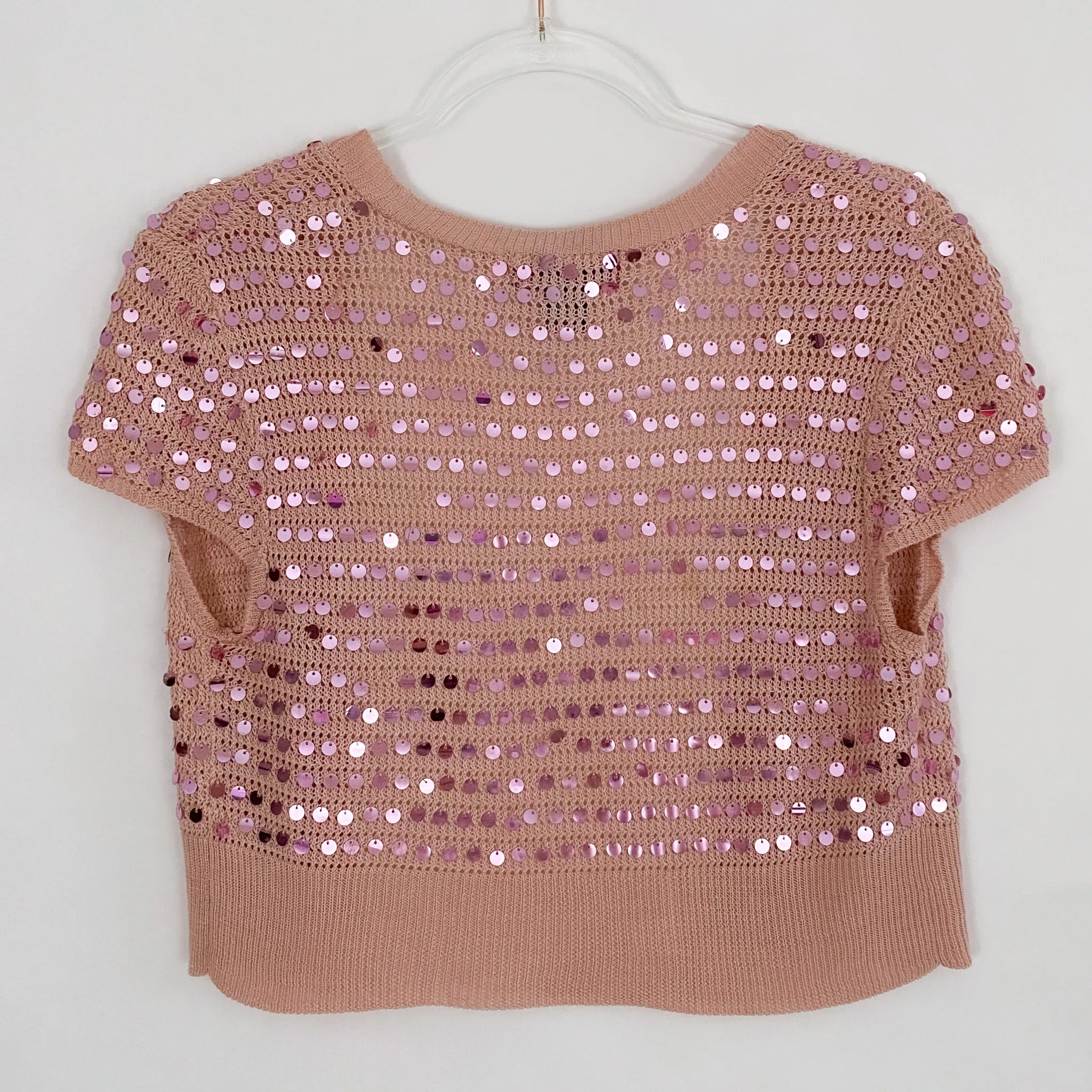 Pink Silk Sequin Shrug - Large